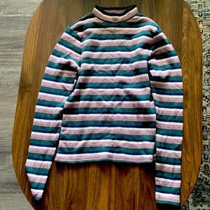 American Eagle, XS, stripped mock neck waffle long sleeve shirt